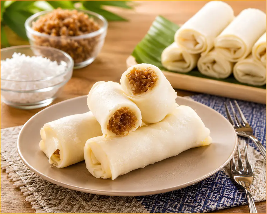 Daral — traditional Tausug coconut crepe rolls